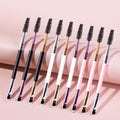 Double-Ended Eyebrow Brush and Eyelash Curler Beauty Tool